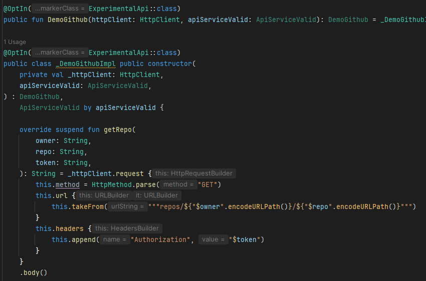 Github api generated code